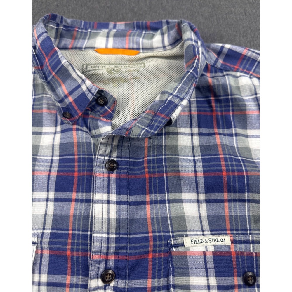 Field & Stream Mens Plaid Button Up‎ Short Sleeve Fishing Shirt